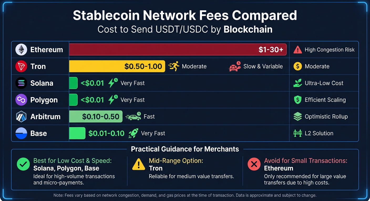 Stablecoin Network Fees Compared