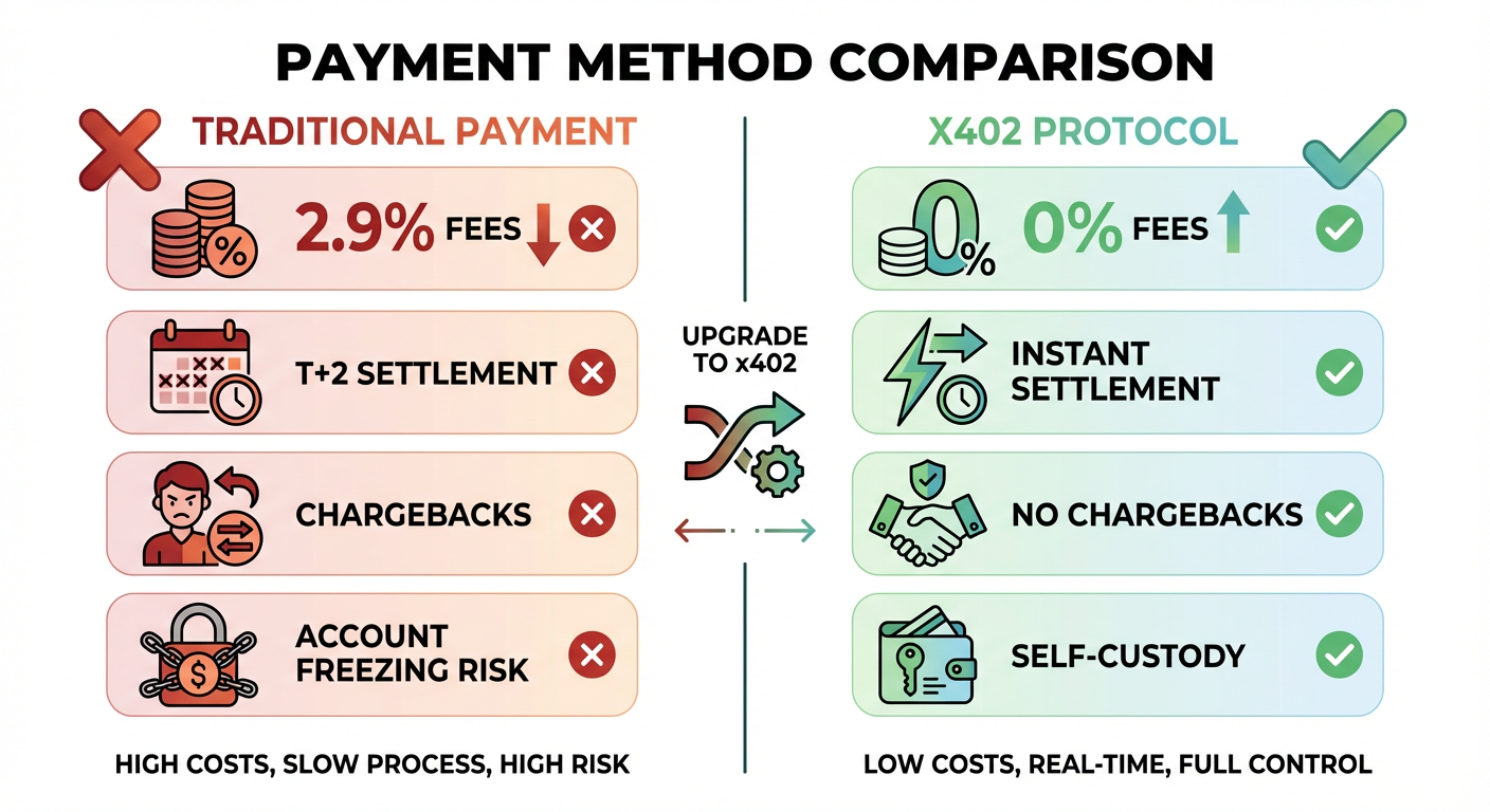 Traditional Payments vs x402